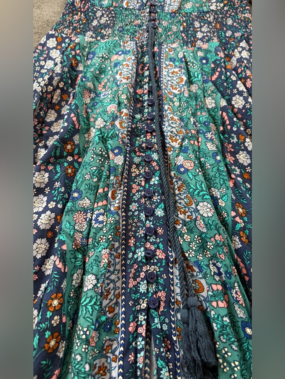 Jaase Teal & Navy Floral Boho Maxi Dress - Picture 4 of 16